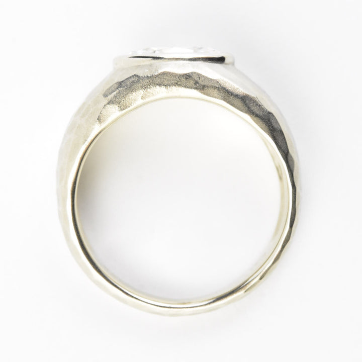 Diamond Hammered Ring in 14k White Gold