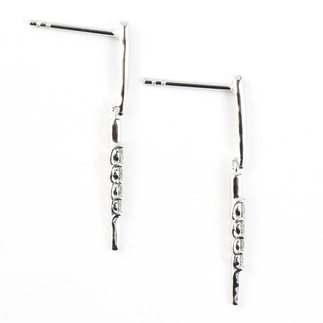 14k White Gold and Diamond Icicle Earrings
