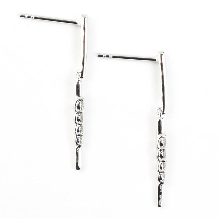 14k White Gold and Diamond Icicle Earrings
