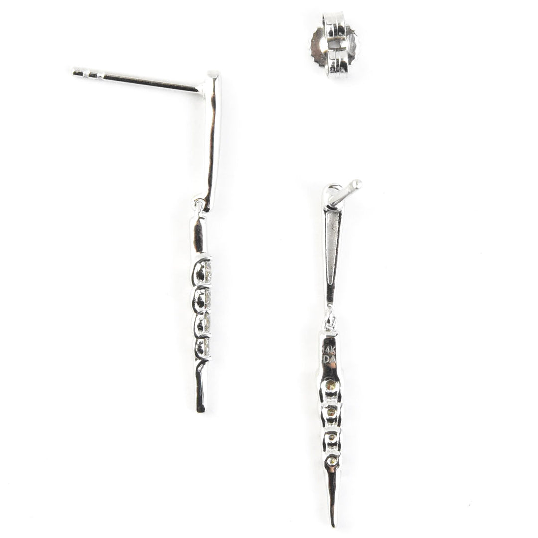 14k White Gold and Diamond Icicle Earrings