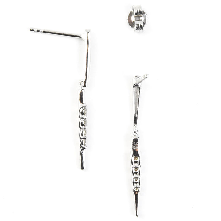 14k White Gold and Diamond Icicle Earrings