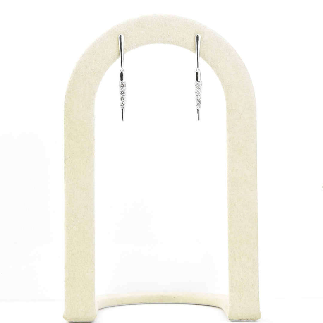 14k White Gold and Diamond Icicle Earrings