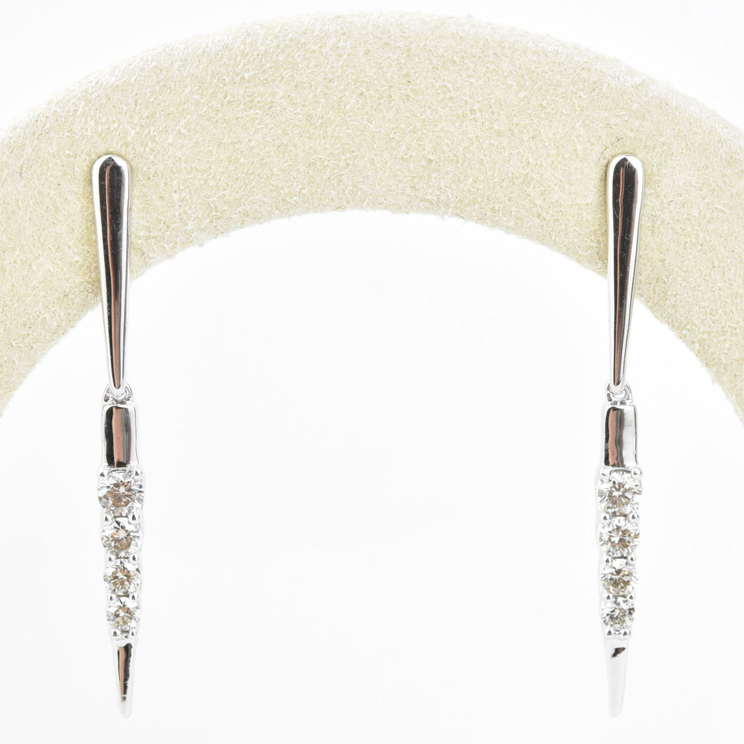 14k White Gold and Diamond Icicle Earrings