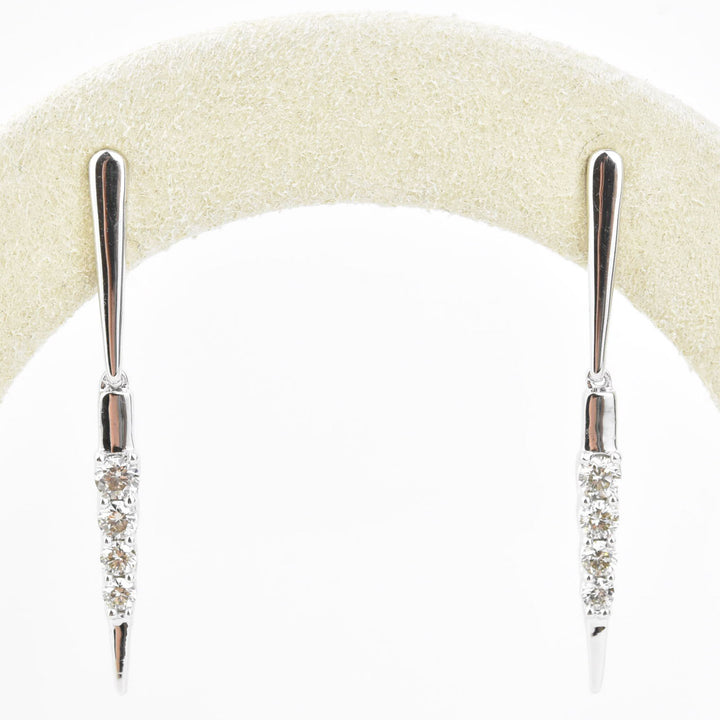 14k White Gold and Diamond Icicle Earrings