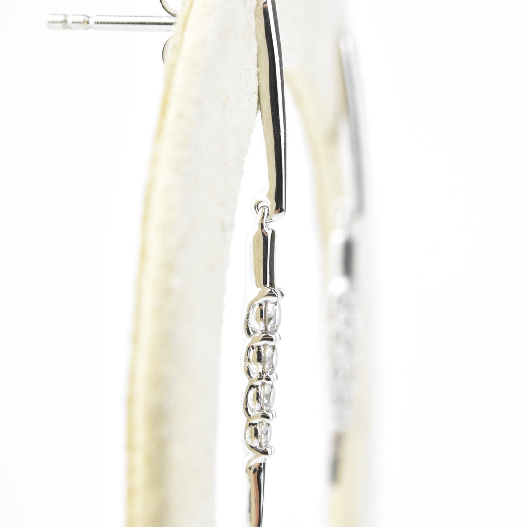 14k White Gold and Diamond Icicle Earrings