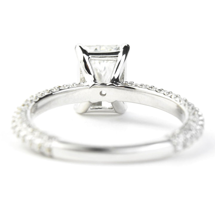 Radiant-cut Diamond Ring in 14k Gold with Pave Band