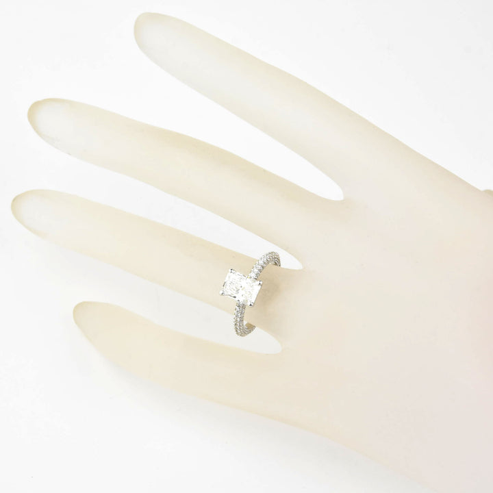 Radiant-cut Diamond Ring in 14k Gold with Pave Band