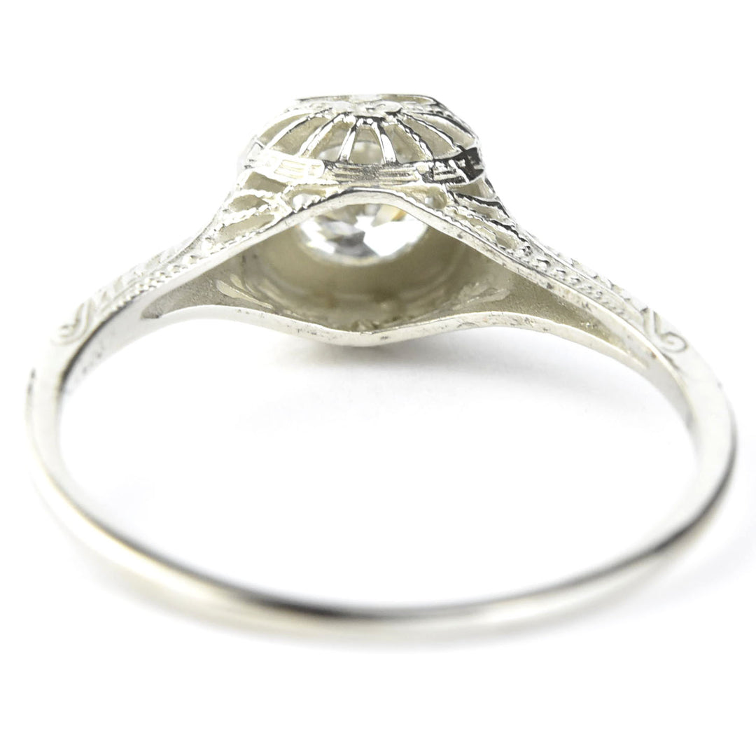 Petite Diamond Vintage Style Filigree Engagement Ring