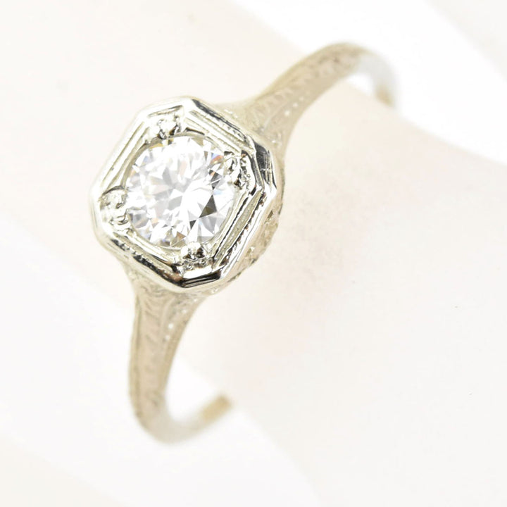 Petite Diamond Vintage Style Filigree Engagement Ring