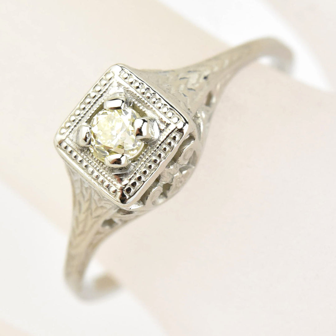 Petite Vintage Diamond Filigree Engagement Ring - Goldmakers Fine Jewelry