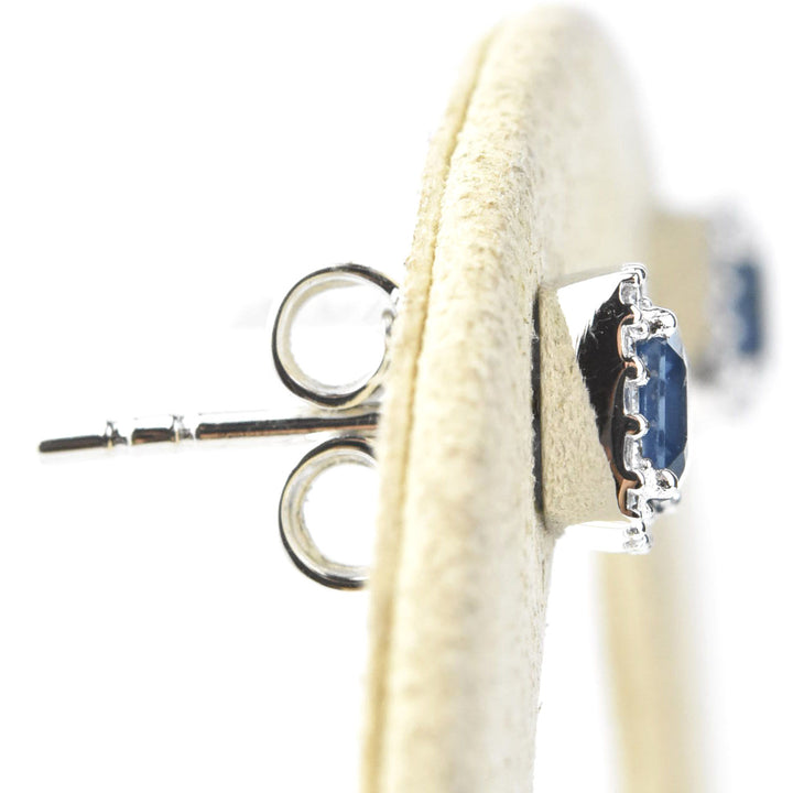 Cushion-Cut Sapphire and Diamond Halo Studs