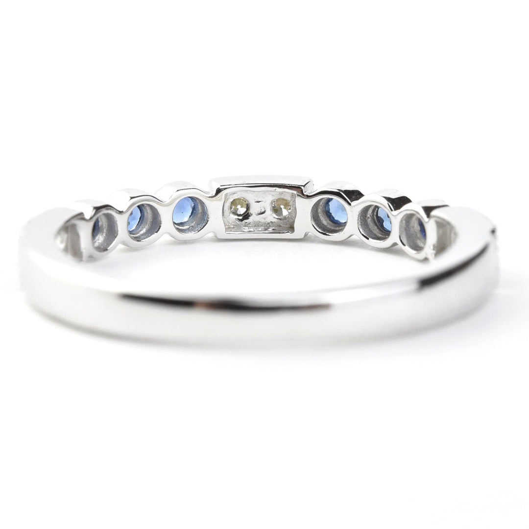 14k White Gold Blue Sapphire & Diamond Band
