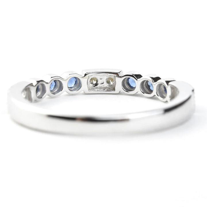 14k White Gold Blue Sapphire & Diamond Band