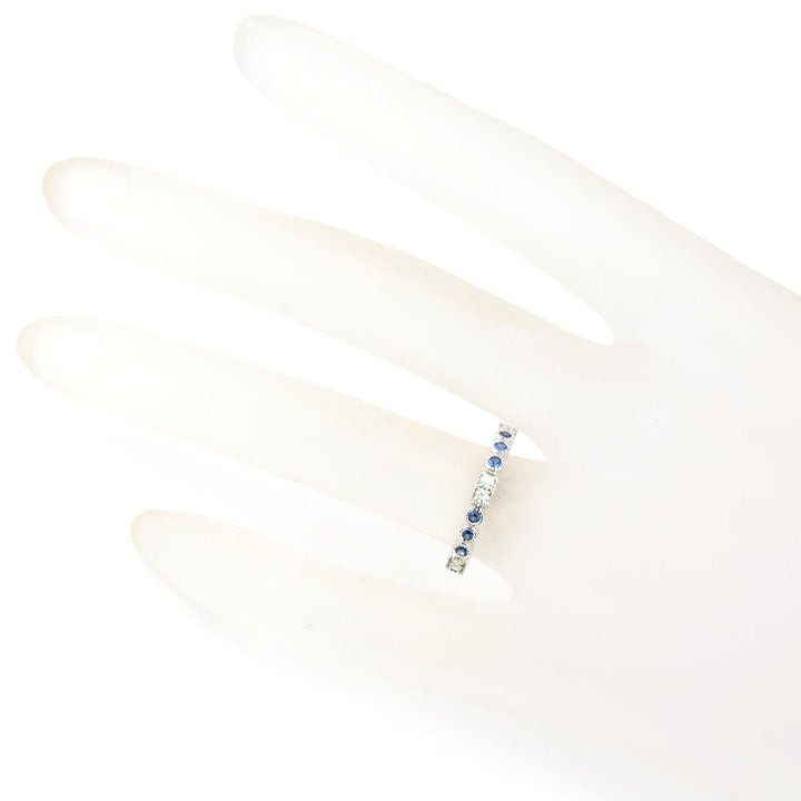 14k White Gold Blue Sapphire & Diamond Band