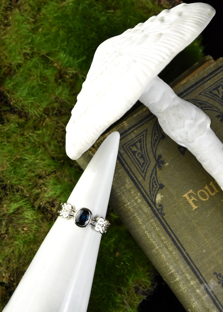 Celtic Sapphire Engagement Ring in White Gold
