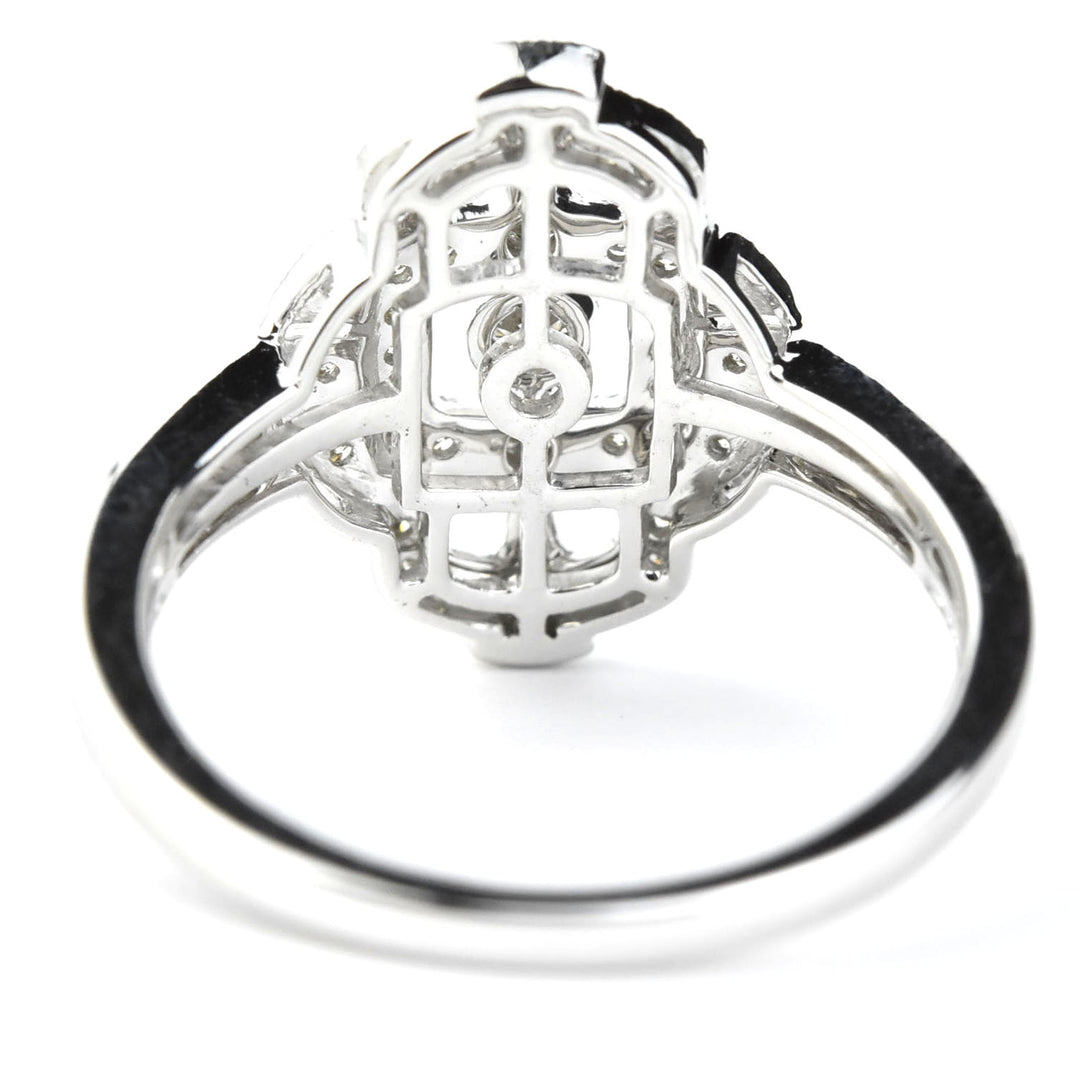 Deco Diamond Fan Ring in 14k White Gold