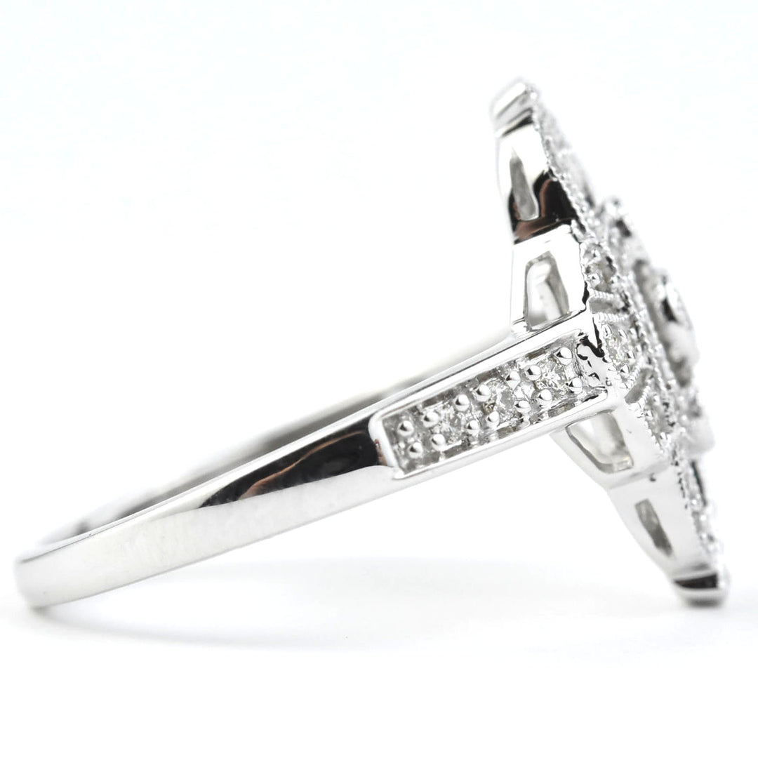 Deco Diamond Fan Ring in 14k White Gold