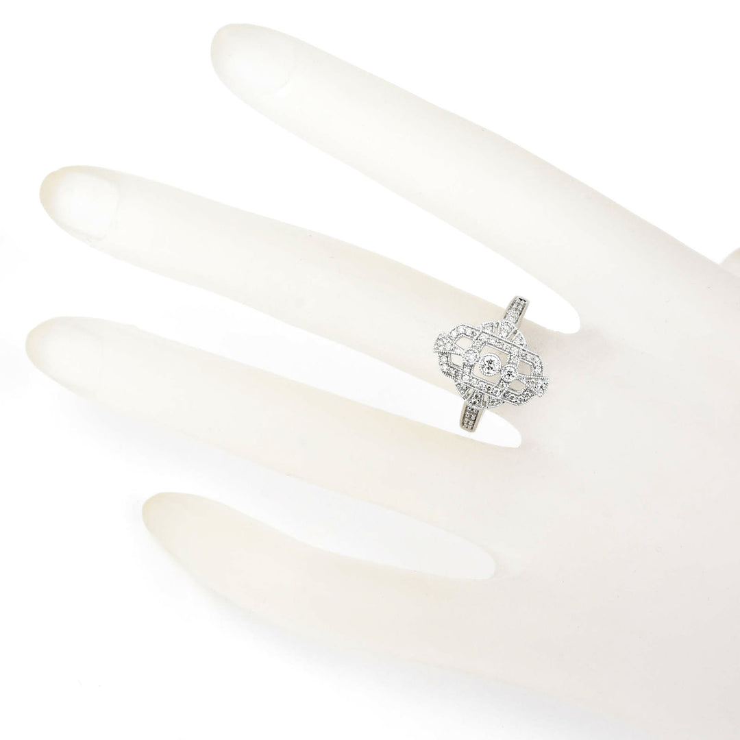 Deco Diamond Fan Ring in 14k White Gold