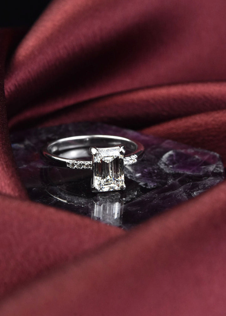 Emerald-Cut Diamond Solitaire in 14k White Gold