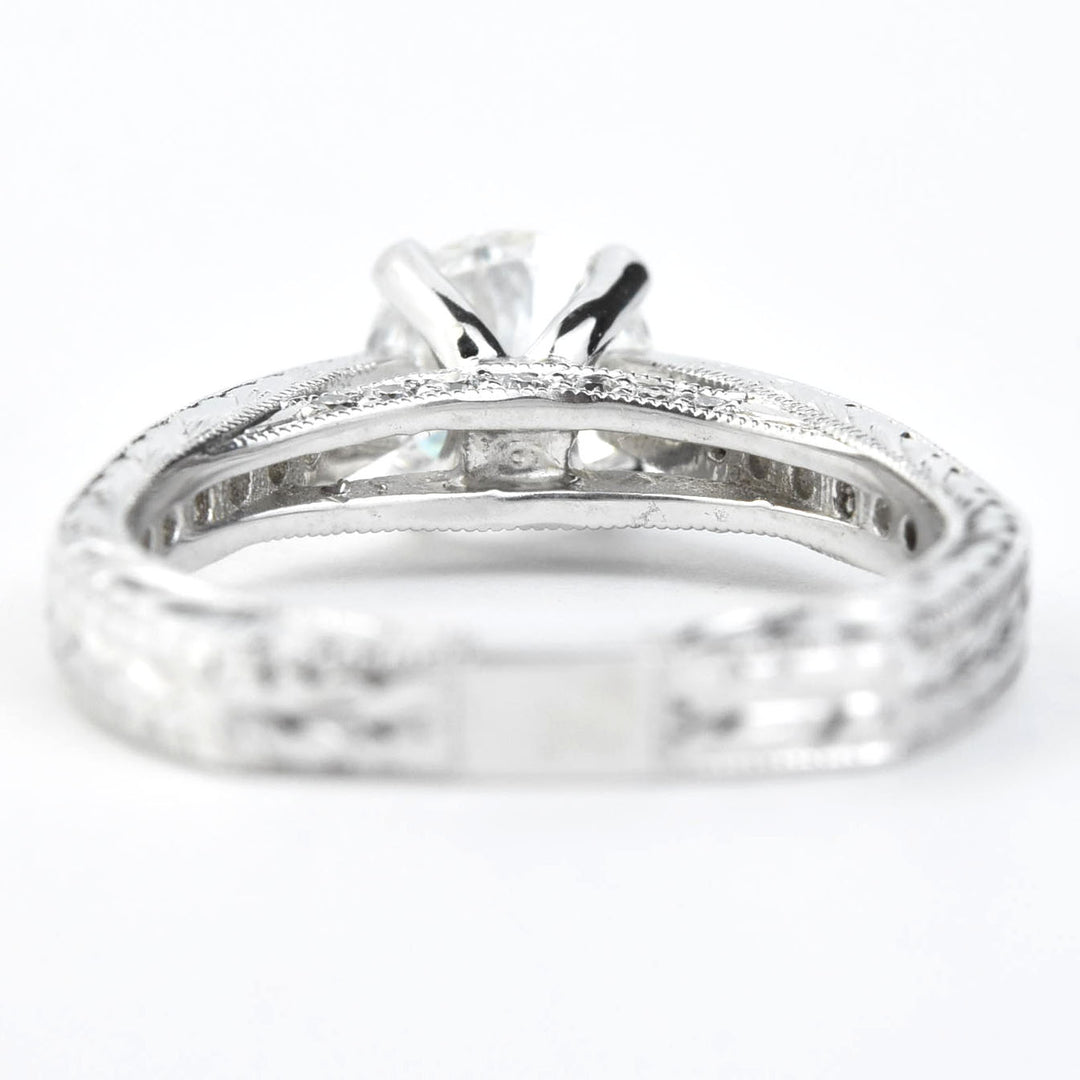 Diamond Ring in 14k White Gold with Engraving - Goldmakers Fine Jewelry