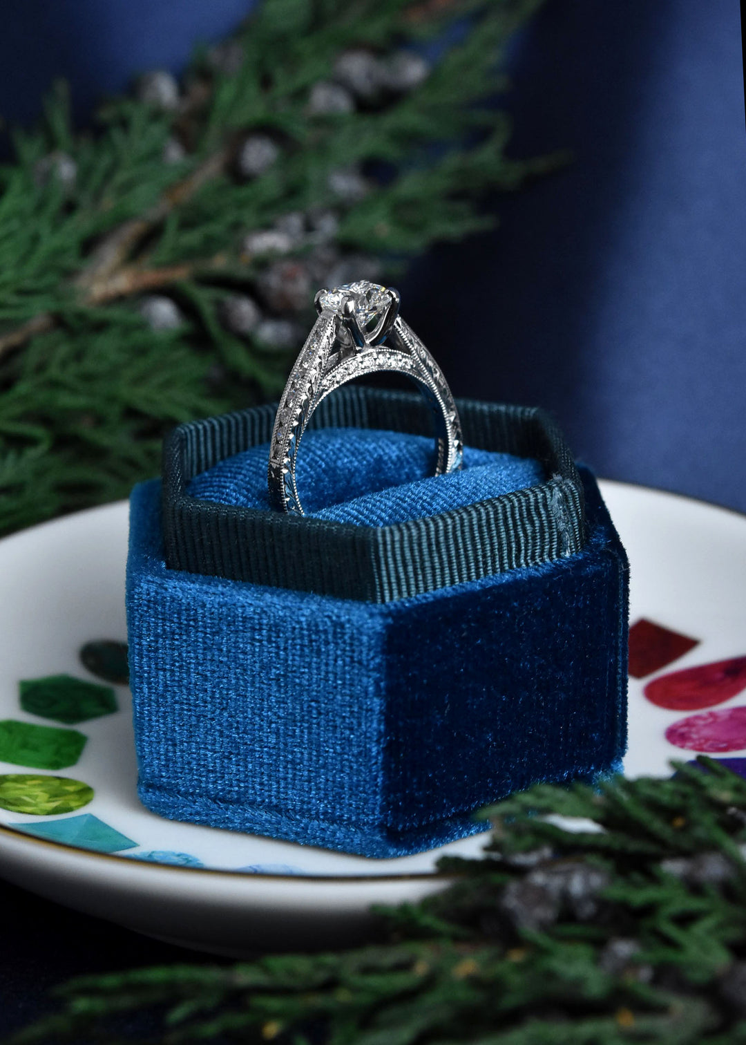 Diamond Ring in 14k White Gold with Engraving - Goldmakers Fine Jewelry