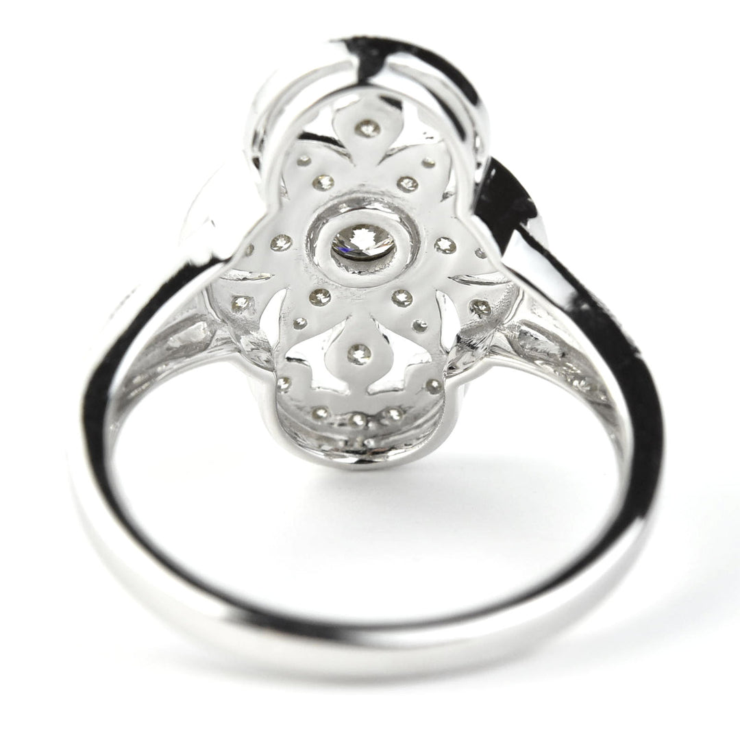 Deco Diamond Daisy Ring in 14k White Gold