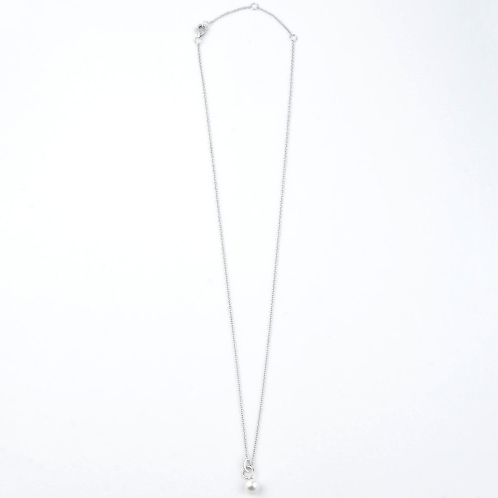 Pearl and Diamond Link Necklace in White Gold - Goldmakers Fine Jewelry
