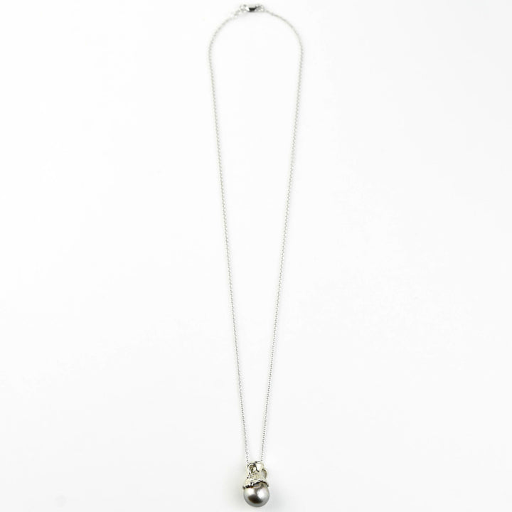 Greek Amphora Pearl Necklace in White Gold