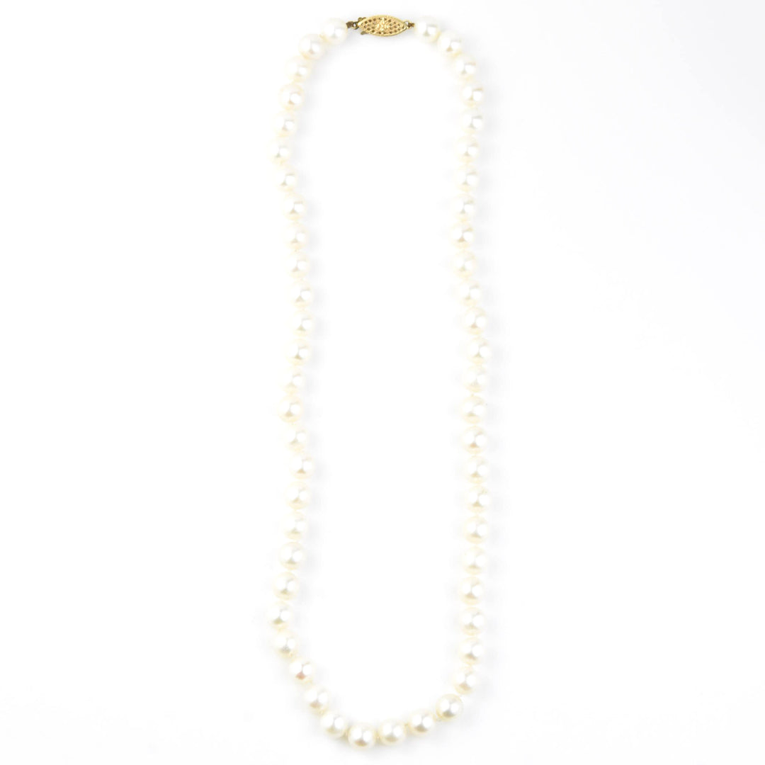 Pearl Strand with 14k Gold Clasp, 7.4mm - Goldmakers Fine Jewelry