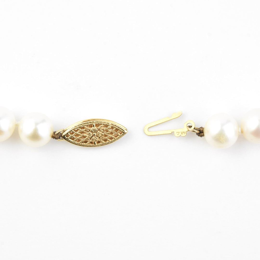 Pearl Strand with 14k Gold Clasp, 7.4mm - Goldmakers Fine Jewelry