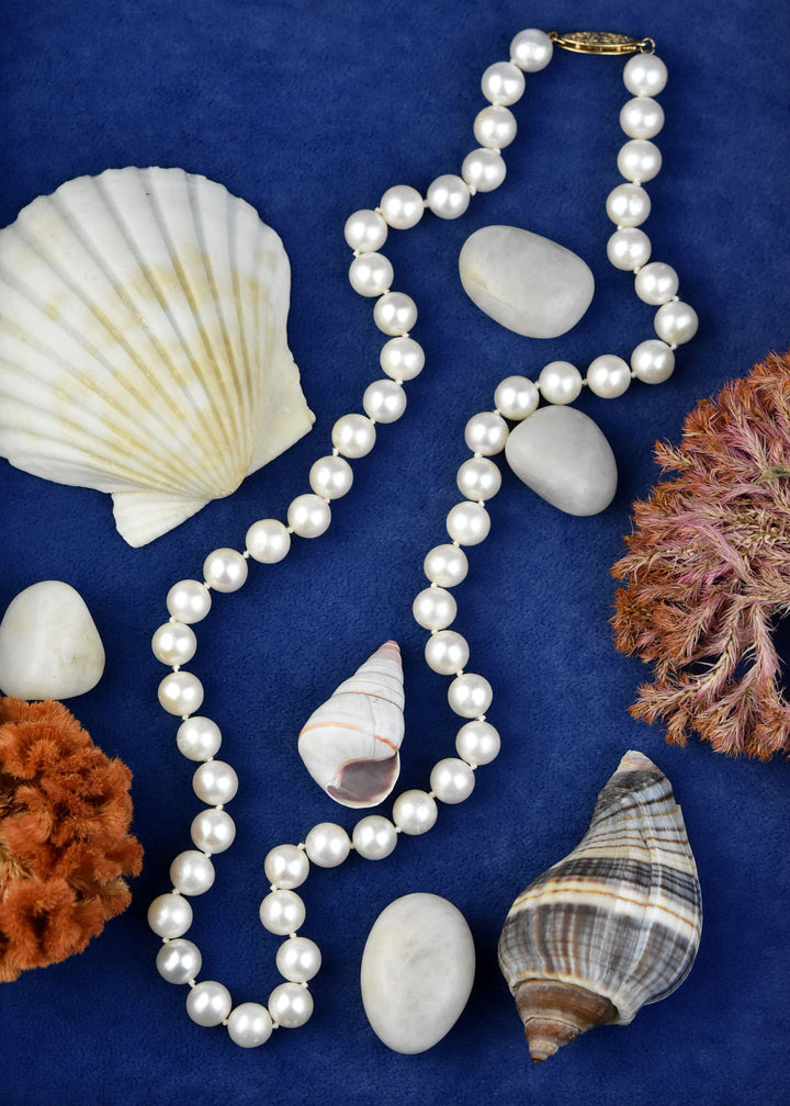 Pearl Strand with 14k Gold Clasp, 7.4mm - Goldmakers Fine Jewelry