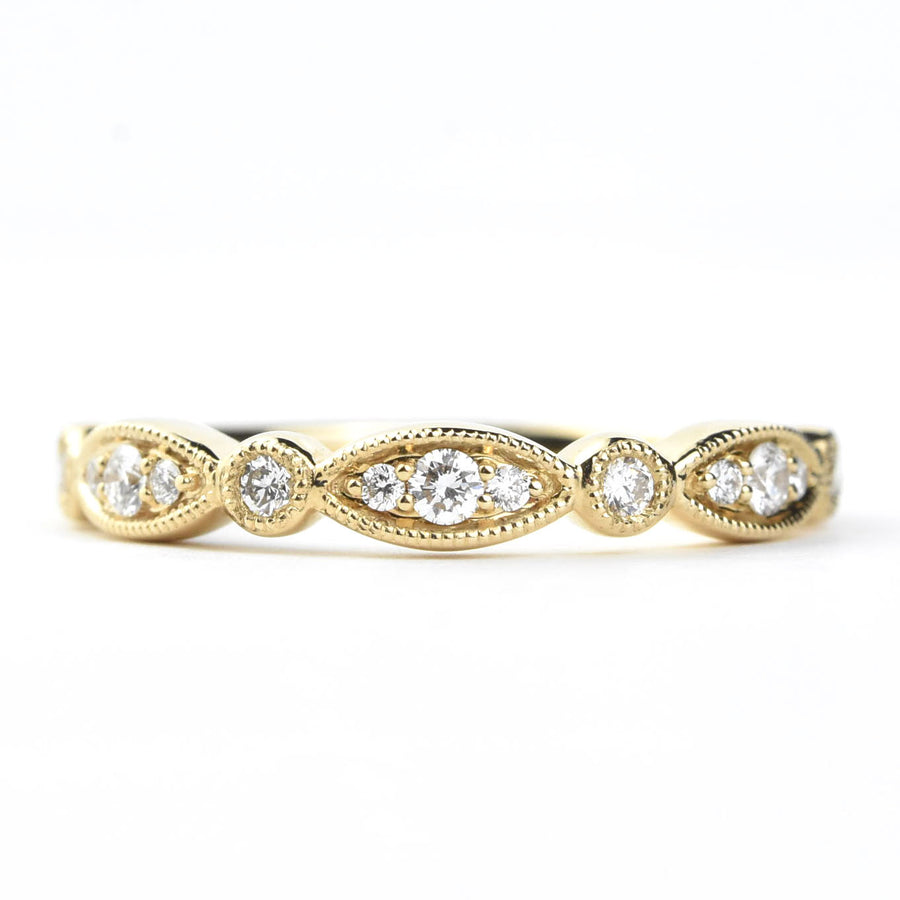 Diamond Almond Band in Yellow Gold - Goldmakers Fine Jewelry