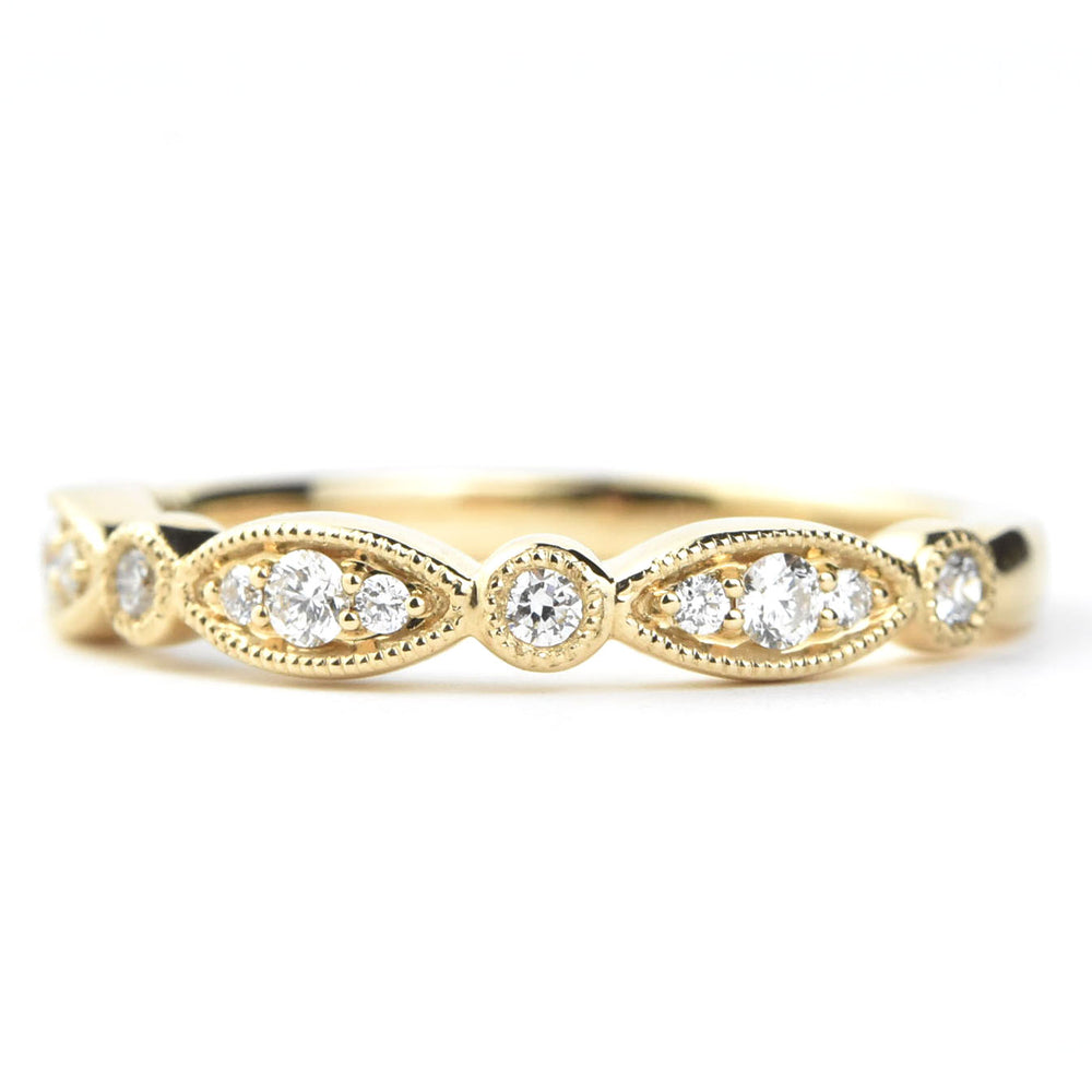 Diamond Almond Band in Yellow Gold - Goldmakers Fine Jewelry