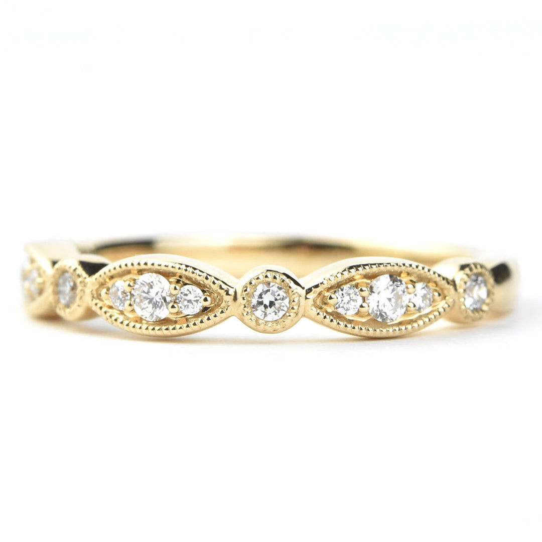 Diamond Almond Band in Yellow Gold - Goldmakers Fine Jewelry