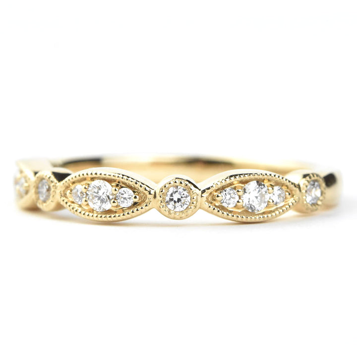 Diamond Almond Band in Yellow Gold - Goldmakers Fine Jewelry