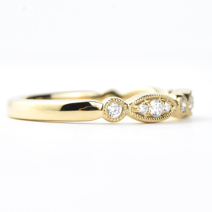 Diamond Almond Band in Yellow Gold - Goldmakers Fine Jewelry