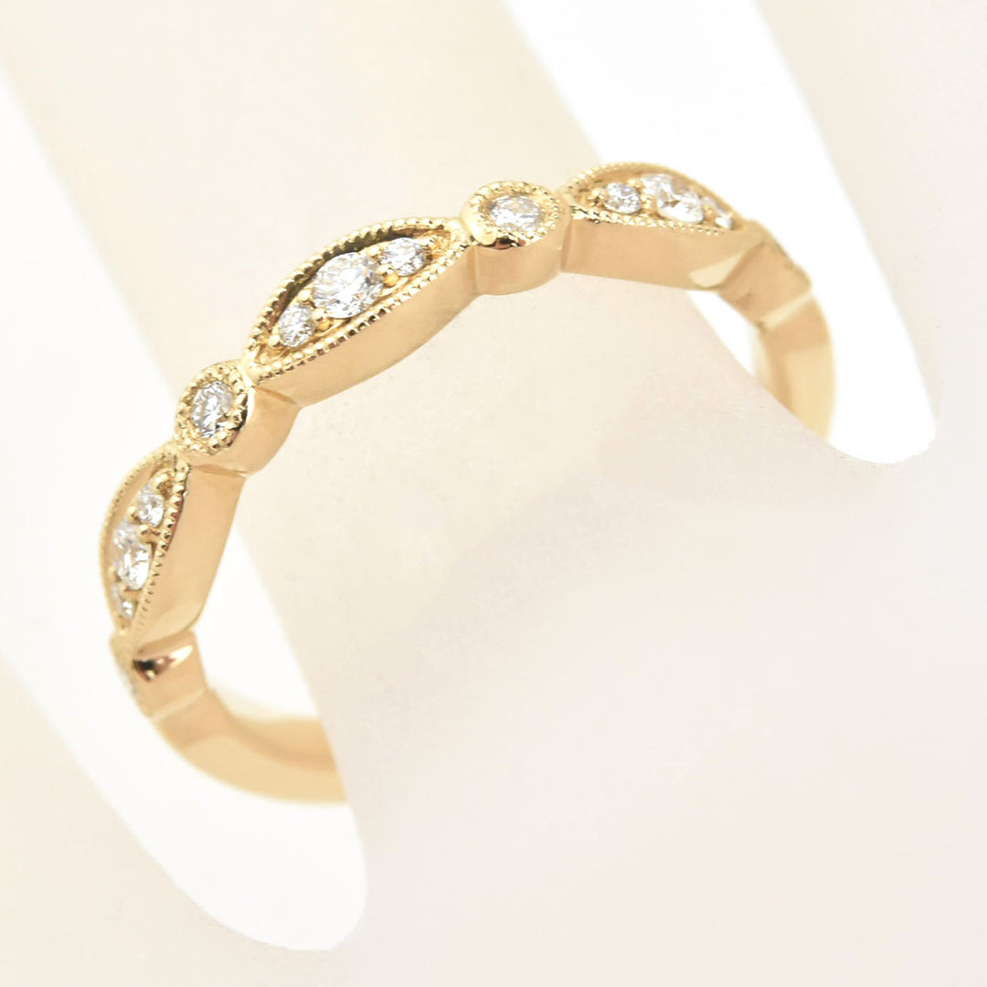 Diamond Almond Band in Yellow Gold - Goldmakers Fine Jewelry