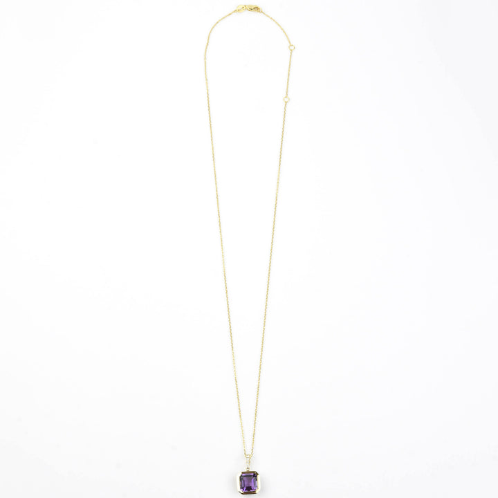 14k Yellow Gold Amethyst and Diamond Necklace