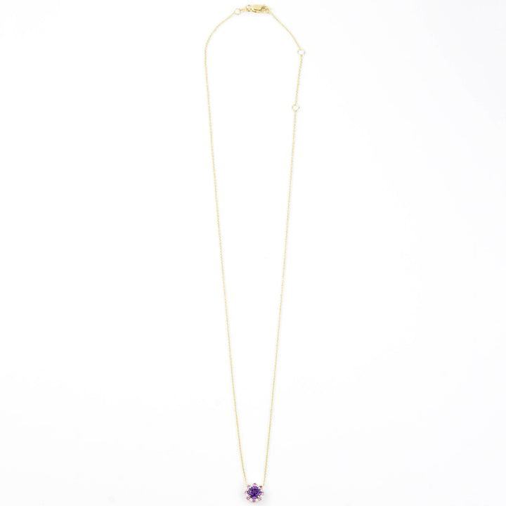 Amethyst, Pink Sapphire and Diamond Necklace 14k Gold
