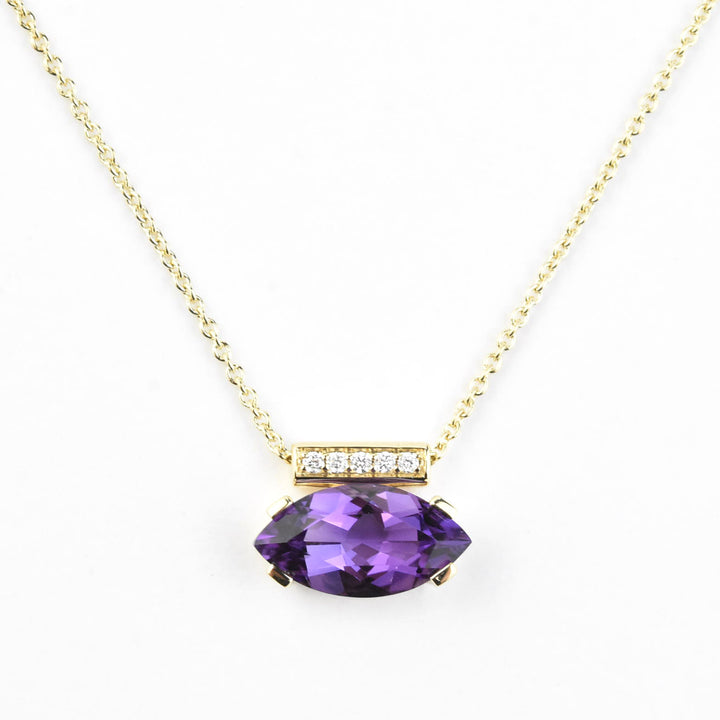 Marquise-Cut Amethyst and Diamond Necklace