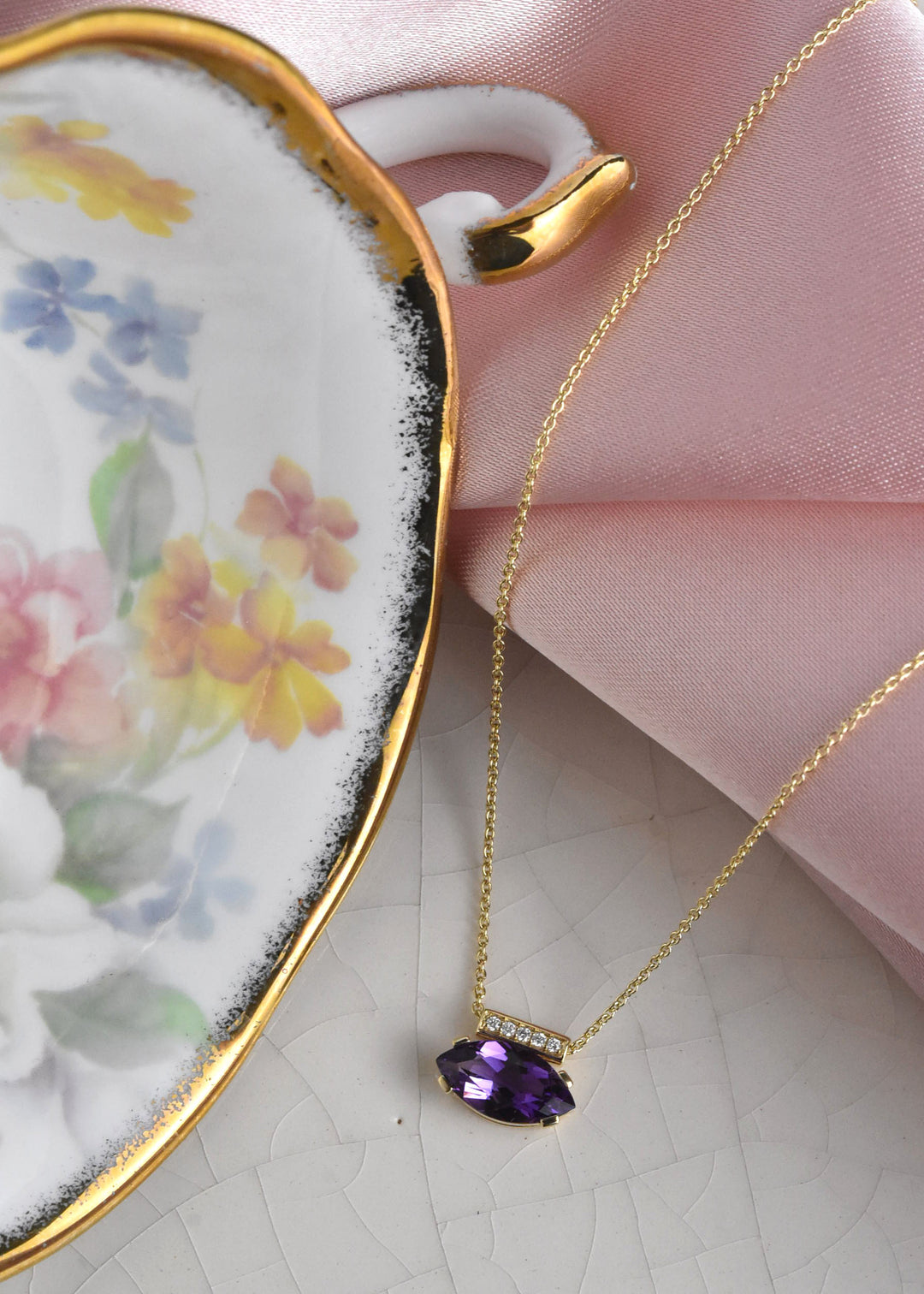 Marquise-Cut Amethyst and Diamond Necklace