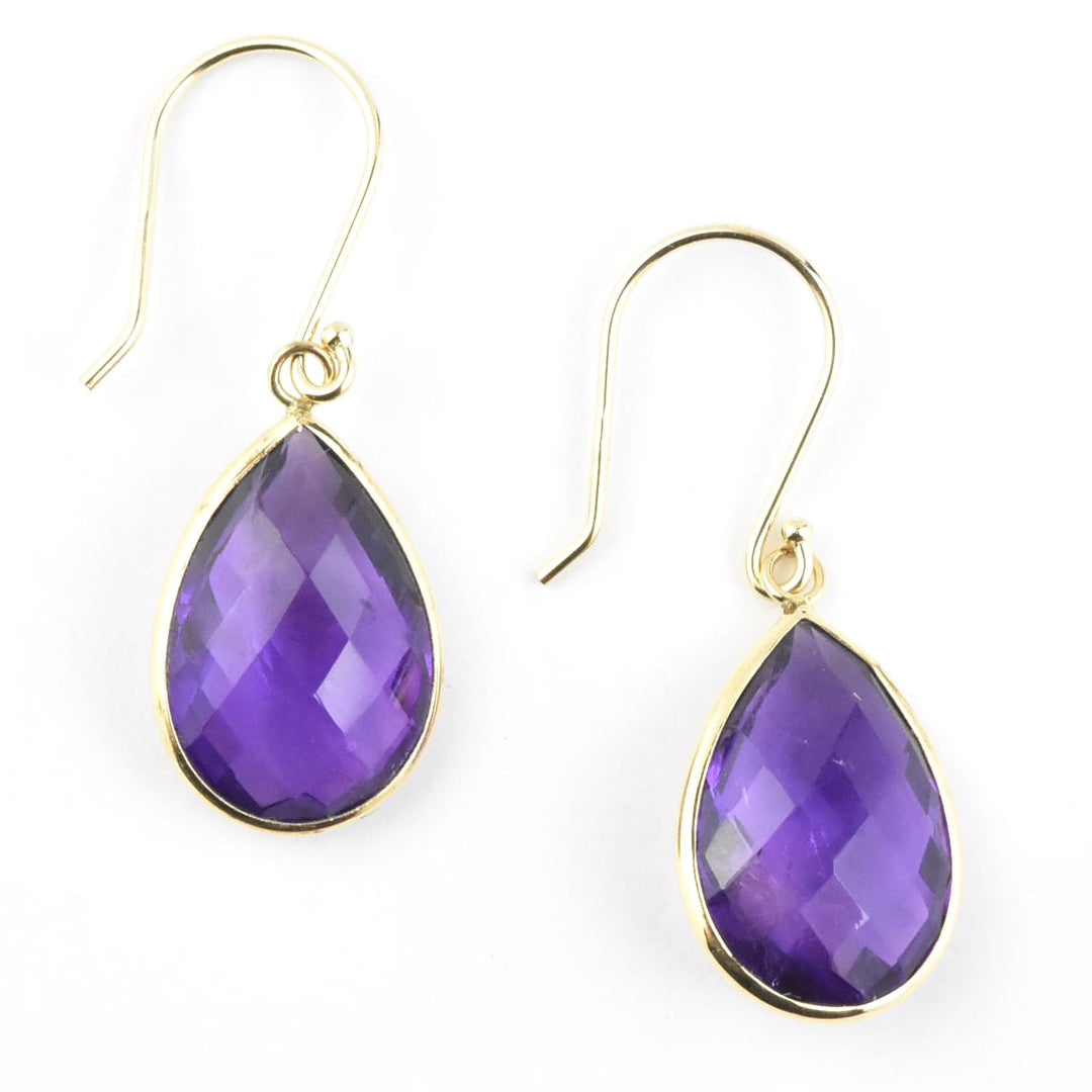 Teardrop Gemstone Earrings in 14k Yellow Gold