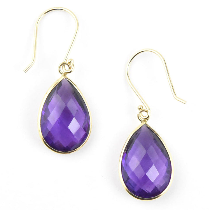 Teardrop Gemstone Earrings in 14k Yellow Gold