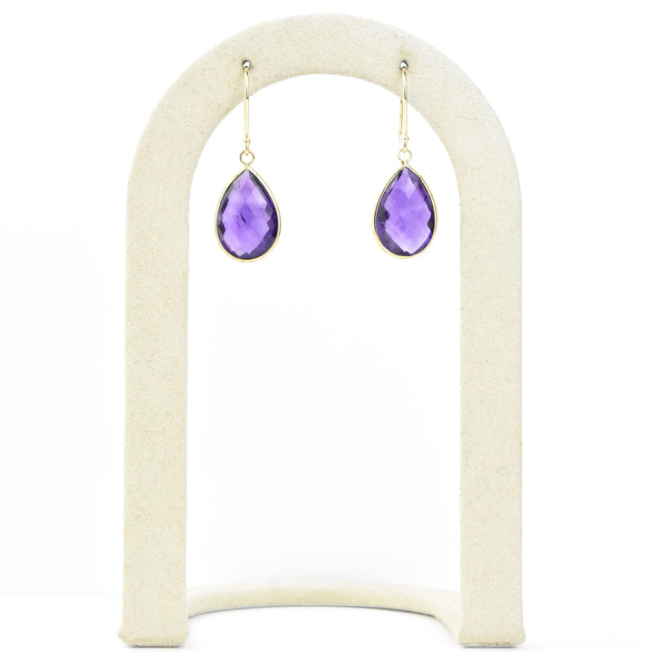Teardrop Gemstone Earrings in 14k Yellow Gold