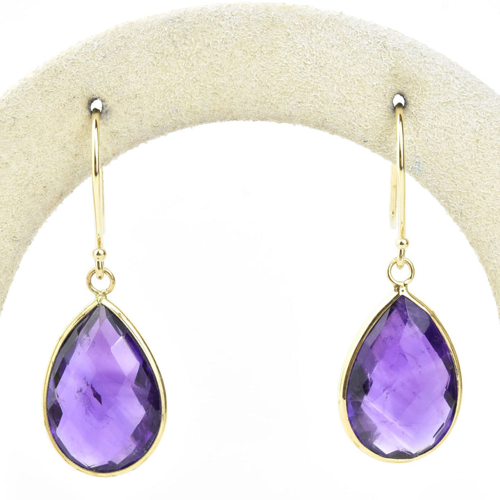 Teardrop Gemstone Earrings in 14k Yellow Gold