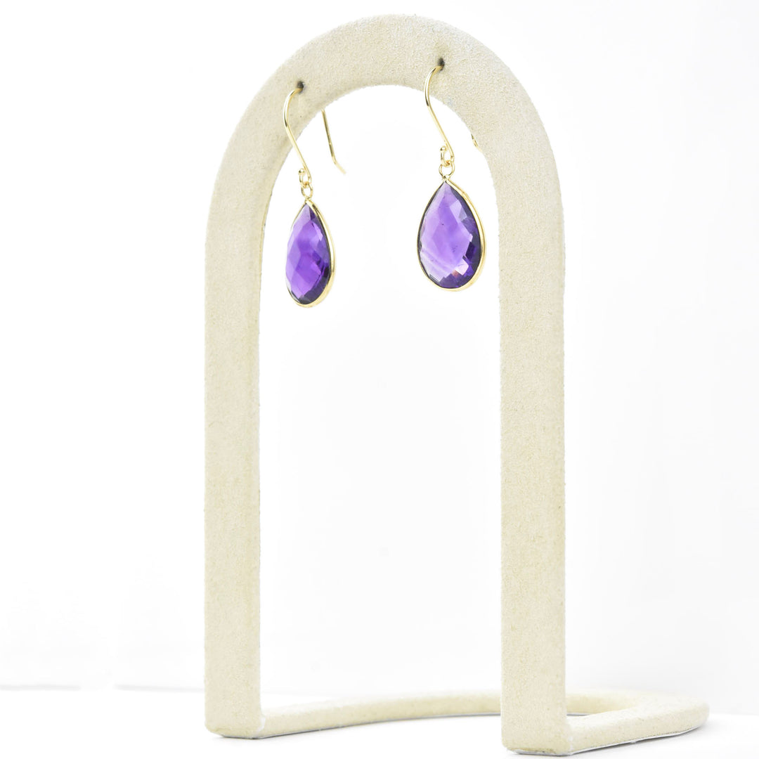 Teardrop Gemstone Earrings in 14k Yellow Gold
