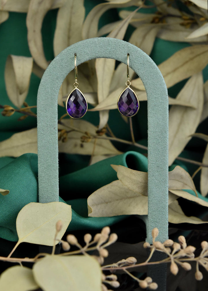 Teardrop Gemstone Earrings in 14k Yellow Gold