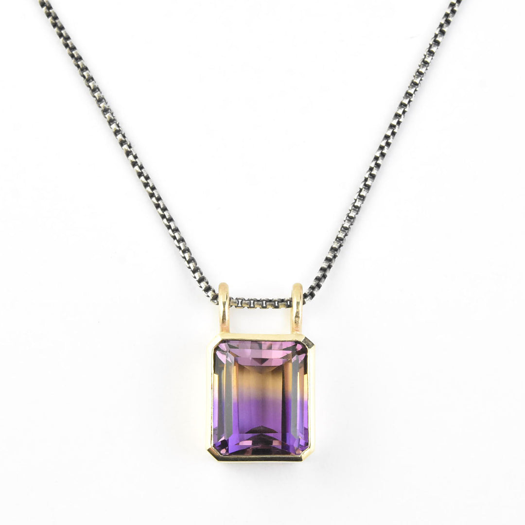 Ametrine Necklace in 14K Yellow Gold Bezel