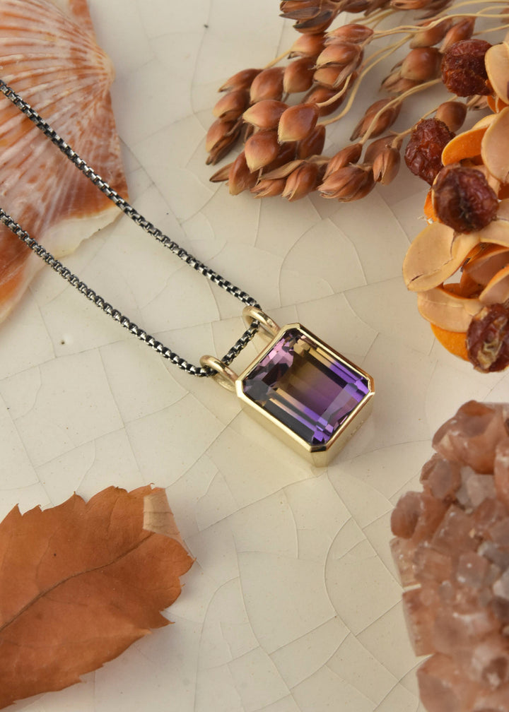 Ametrine Necklace in 14K Yellow Gold Bezel