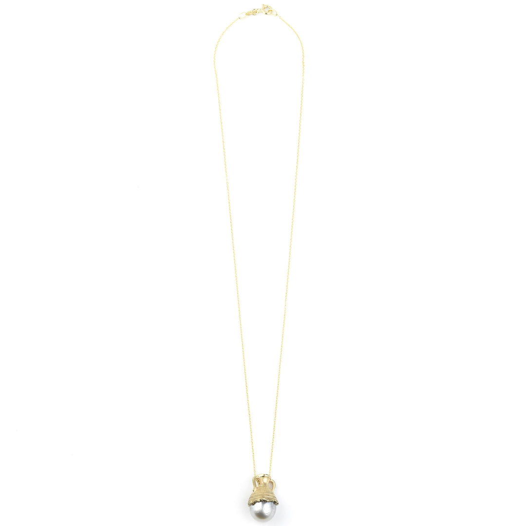 Greek Amphora Pearl Necklace in Gold